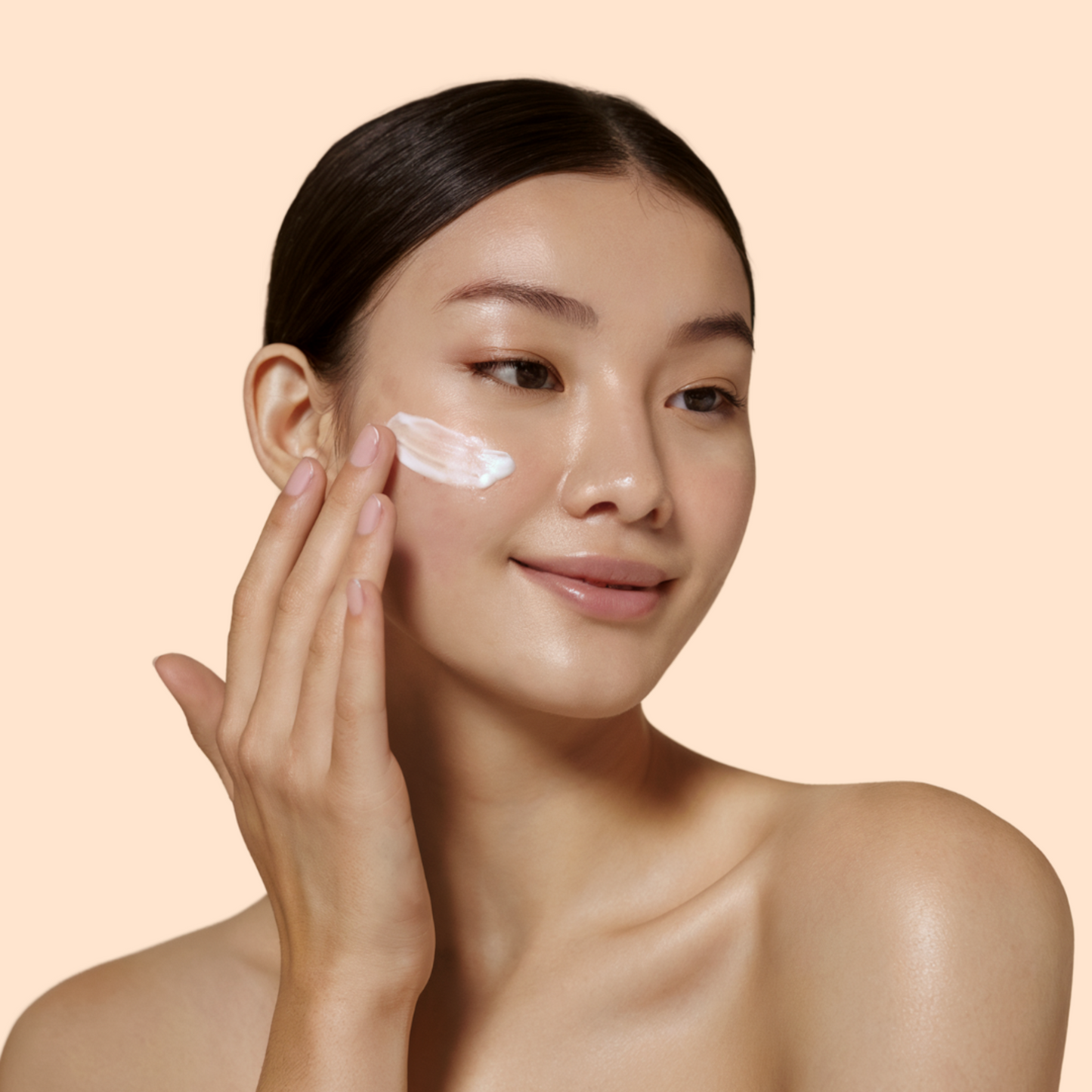 Woman with beautiful skin applying Moirai Skincare Day & Night Cream Duo-24 Hour Nourishment & Protection