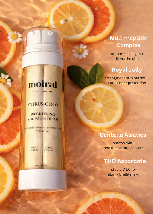 Moirai Citrus-C Duo serum and moisturizer with vitamin C for brighter, even toned glowing skin