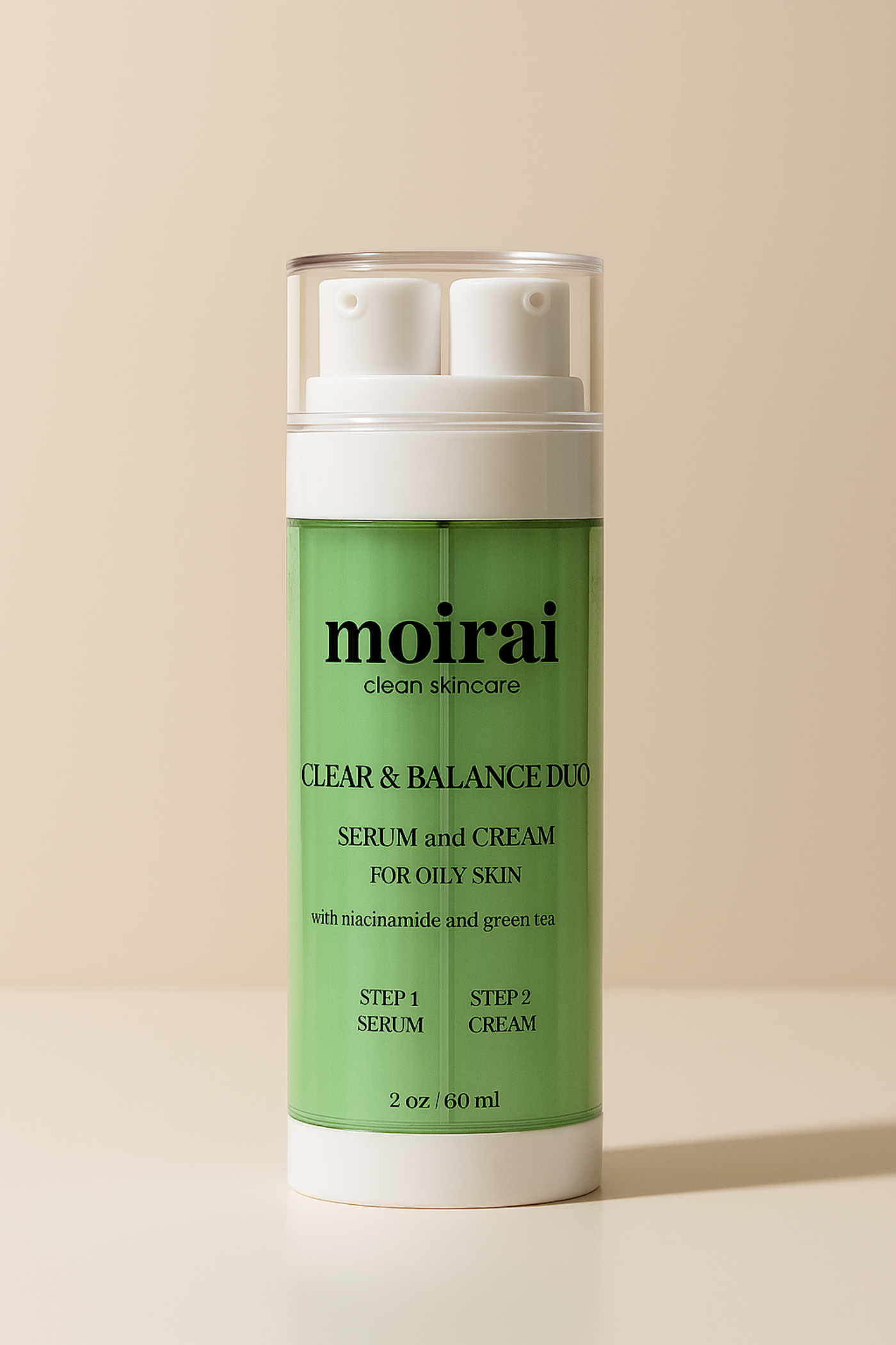Moirai Clear and Balance Duo serum cream for oily skin with niacinamide and green tea