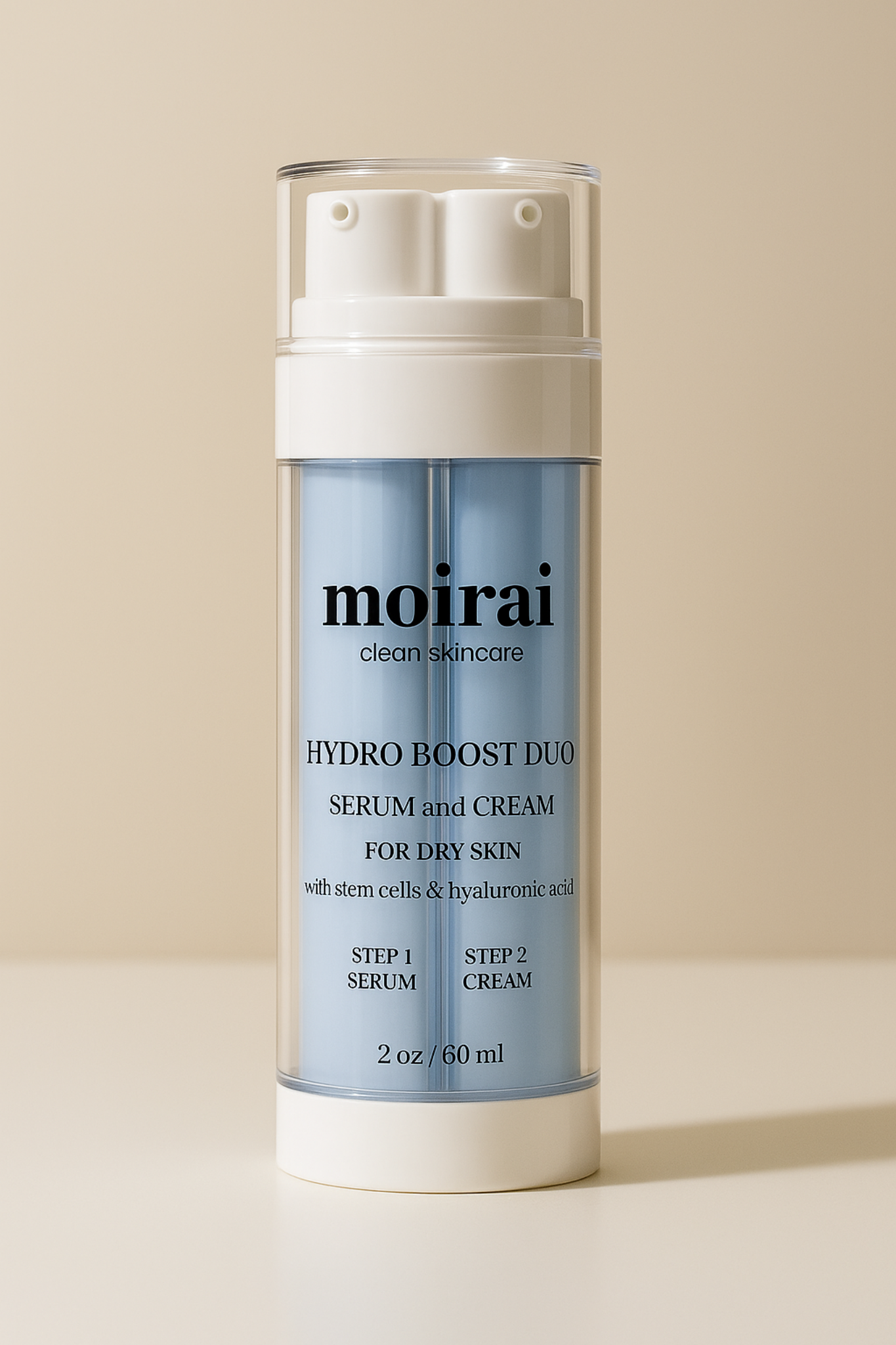 Moirai Skincare Hydro Boost Duo serum cream for dry skin with stem cells and hyaluronic acid