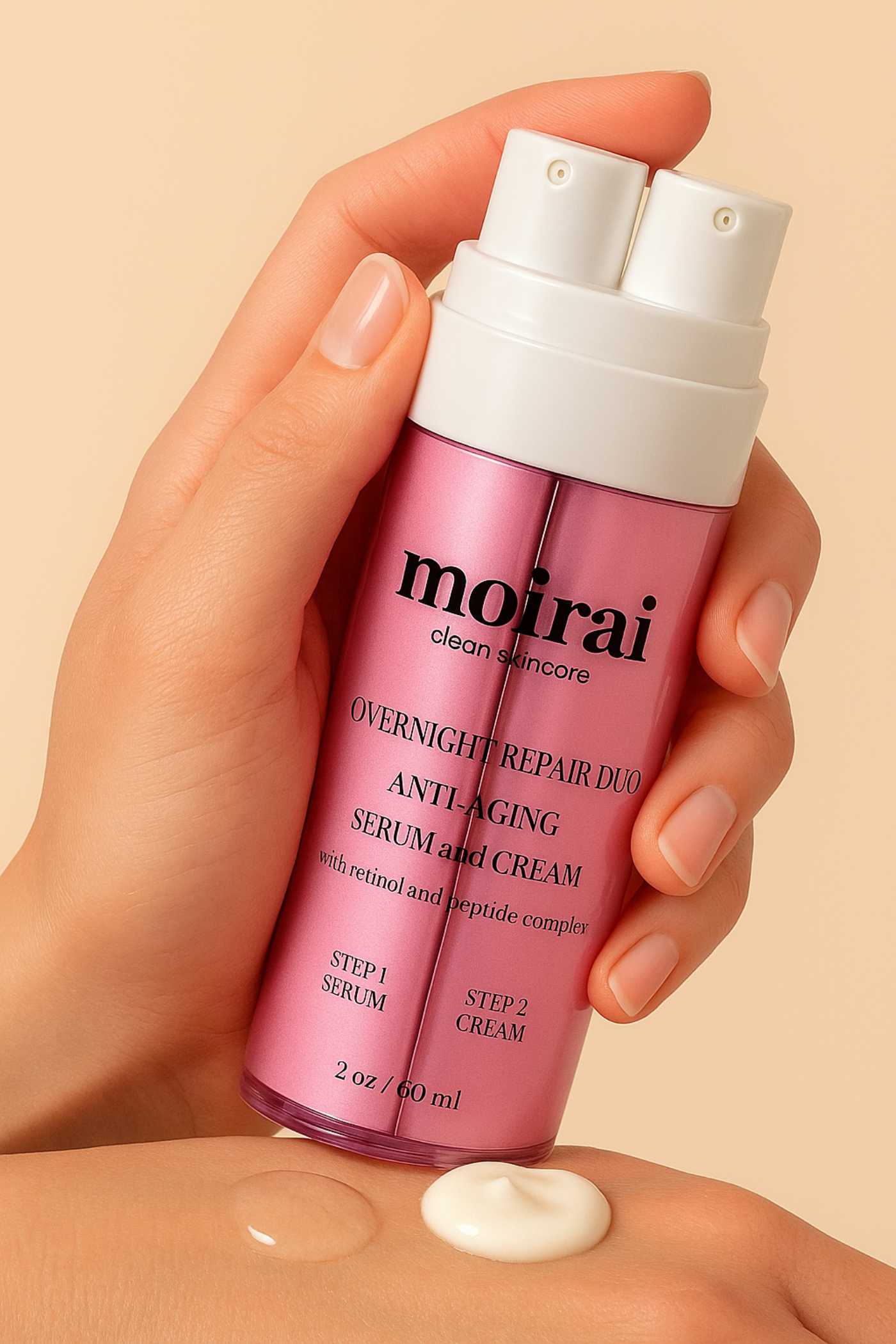 Moirai Overnight Repair Duo anti-aging serum cream with retinol and peptide complex