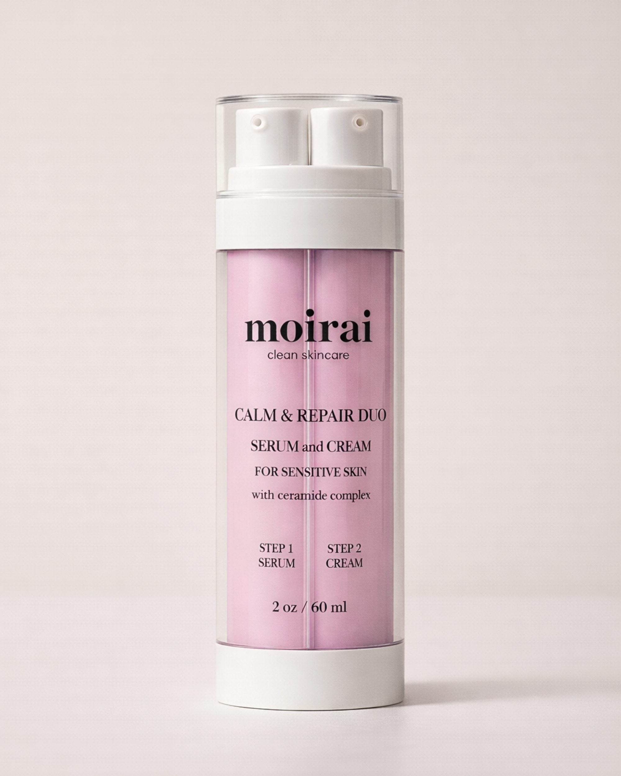 Moirai Calm & Repair Duo dual-delivery serum and cream for sensitive skin with ceramide complex