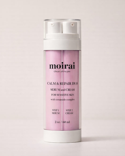 Moirai Calm & Repair Duo dual-delivery serum and cream for sensitive skin with ceramide complex