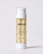Moirai Citrus-C Duo Brightening Serum and Cream dual-chamber skincare bottle with vitamin C on a light gray background