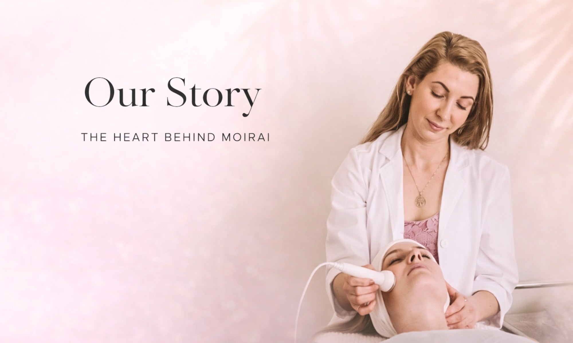 Mila, founder and esthetician behind Moirai Skincare, performing a facial treatment