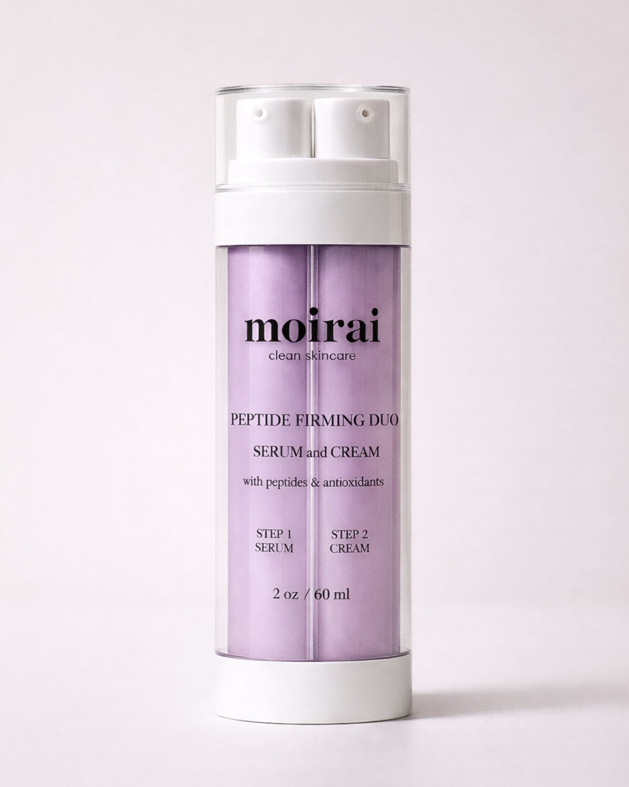 Moirai Peptide Firming Duo serum and cream with peptides for firmer and smother looking skin