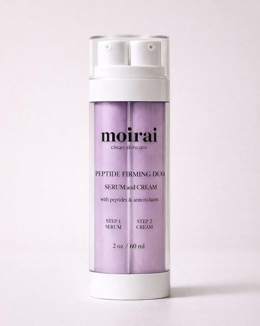 Moirai Peptide Firming Duo serum and cream with peptides for firmer and smother looking skin