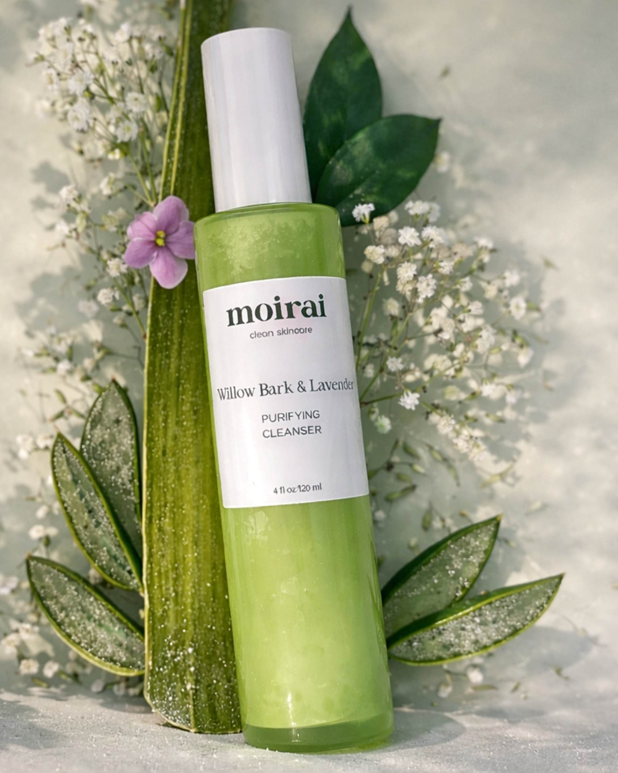 Moirai Willow Bark & Lavender Purifying Cleanser with lavender and botanical ingredients